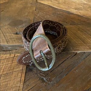 Boho brown leather belt